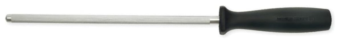 A honing rod, a long steel rod with a black handle