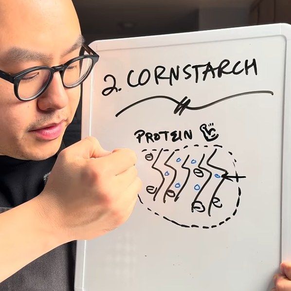 Cornstarch, creates a silky protective shell on the chicken