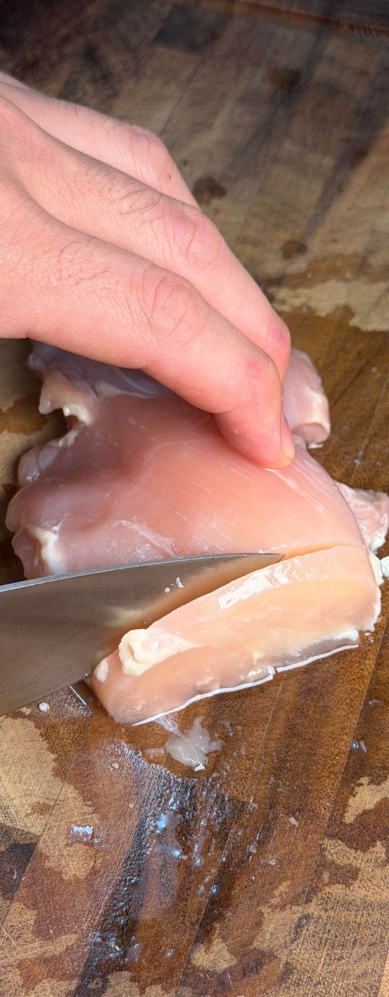Chicken sliced thin against the grain