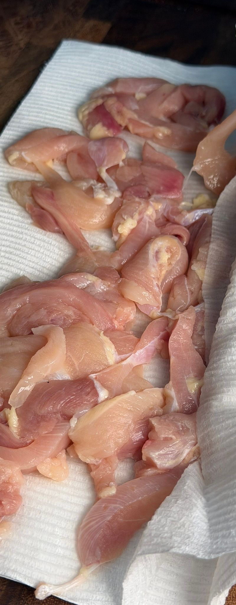 Fully dried chicken ready for cornstarch